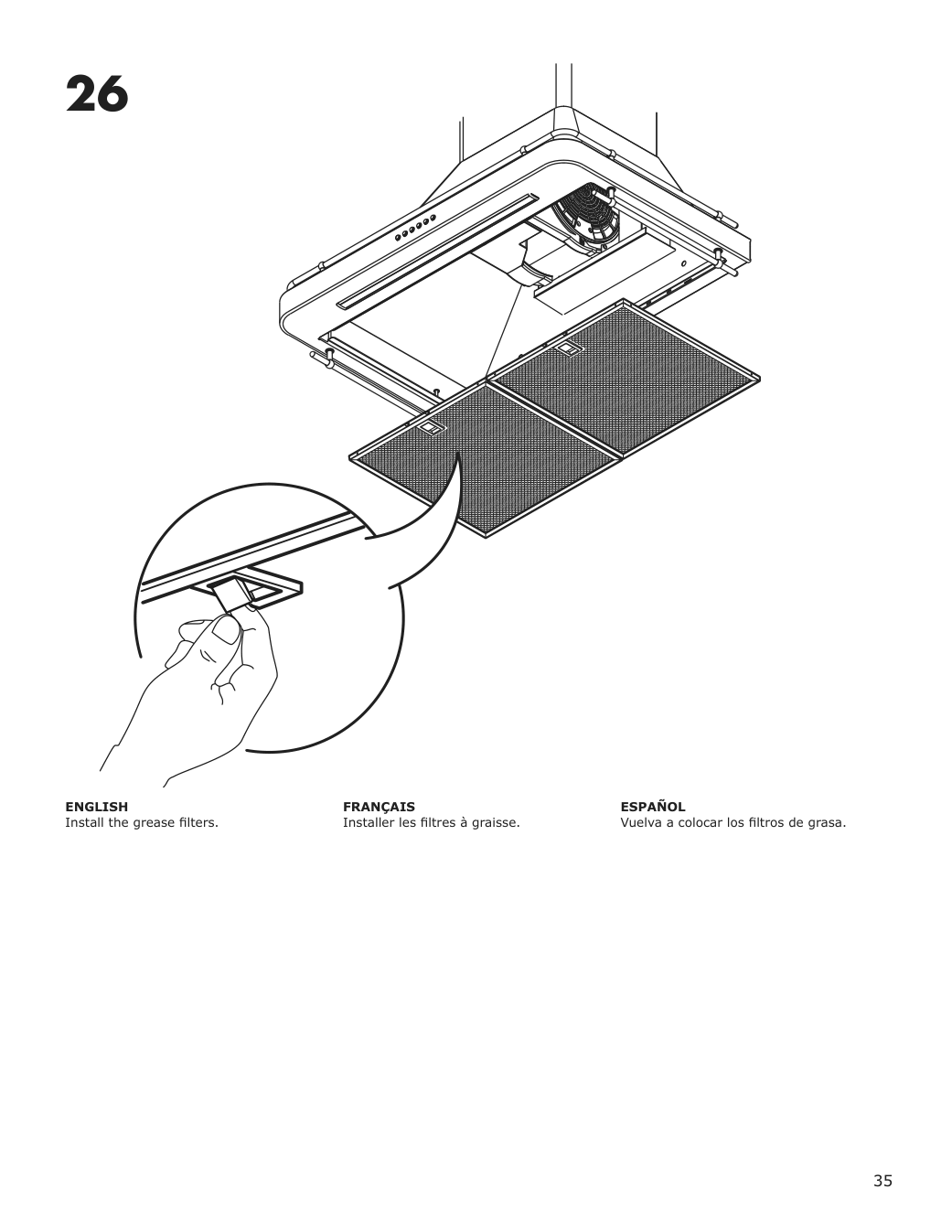 Assembly instructions for IKEA Allmaenbildad wall mounted range hood stainless steel | Page 35 - IKEA ALLMÄNBILDAD wall mounted range hood 704.621.44