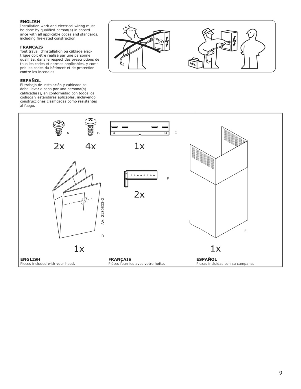 Assembly instructions for IKEA Allmaenbildad wall mounted range hood stainless steel | Page 9 - IKEA ALLMÄNBILDAD wall mounted range hood 704.621.44