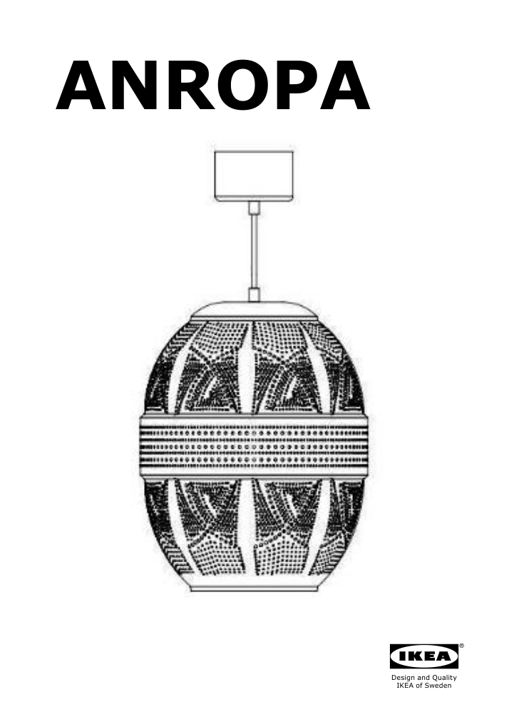 Assembly instructions for IKEA Anropa pendant lamp brass color | Page 1 - IKEA ANROPA pendant lamp 605.183.30