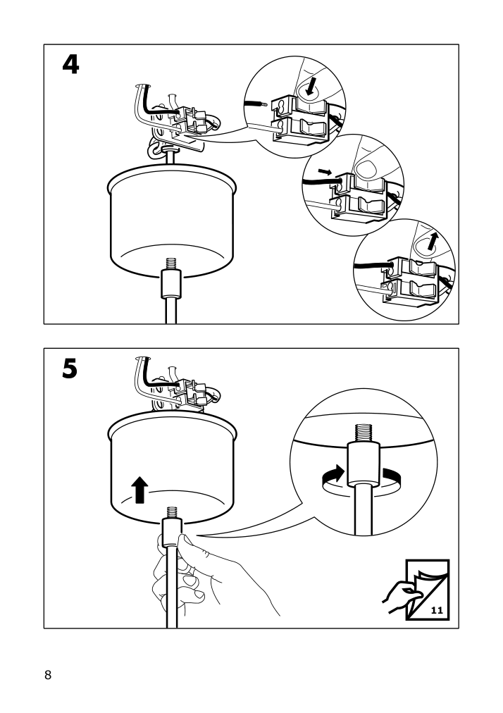 Assembly instructions for IKEA Anropa pendant lamp brass color | Page 8 - IKEA ANROPA pendant lamp 605.183.30