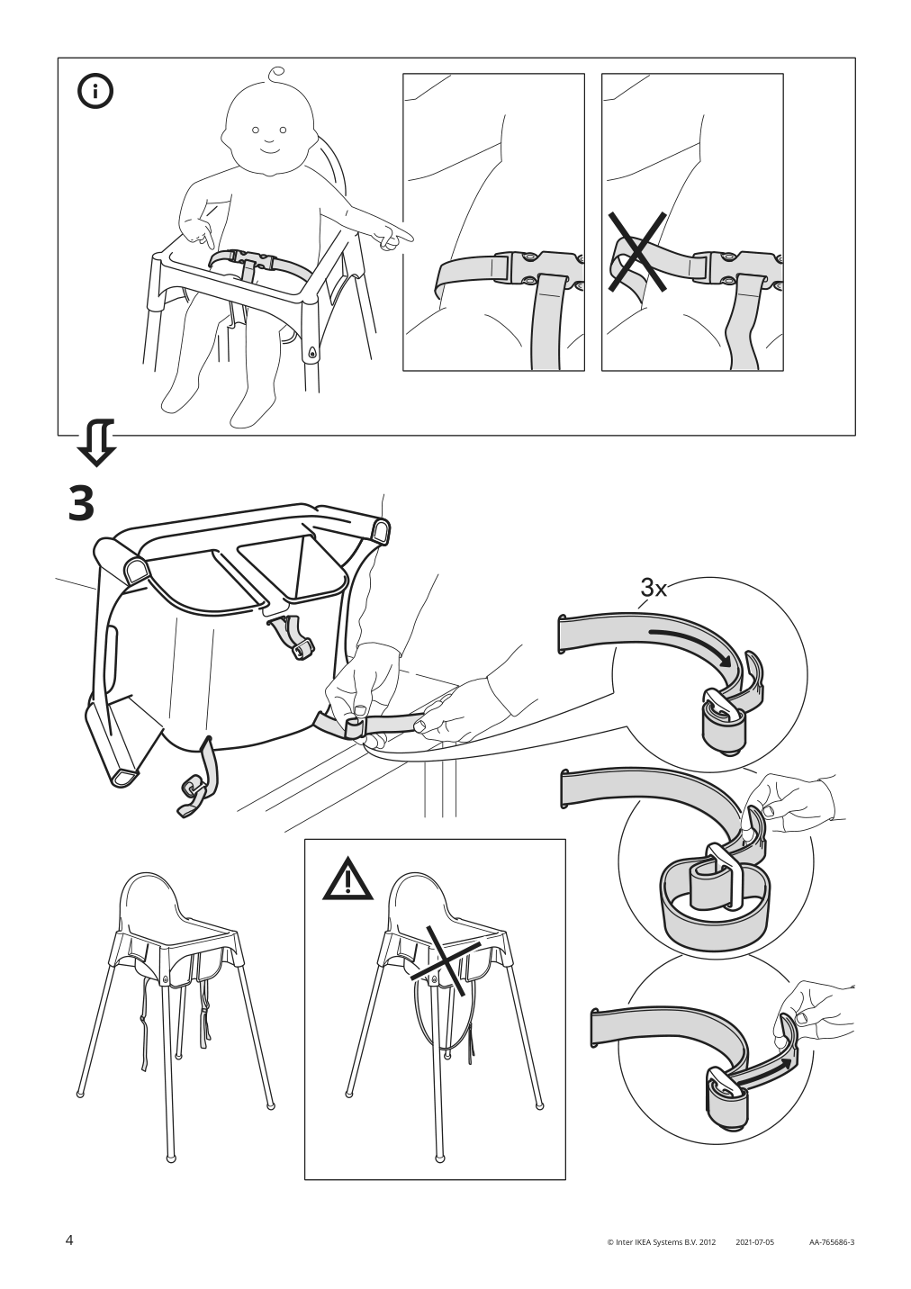 Assembly instructions for IKEA Antilop seat shell for high chair white | Page 4 - IKEA ANTILOP high chair with safety belt 890.417.09