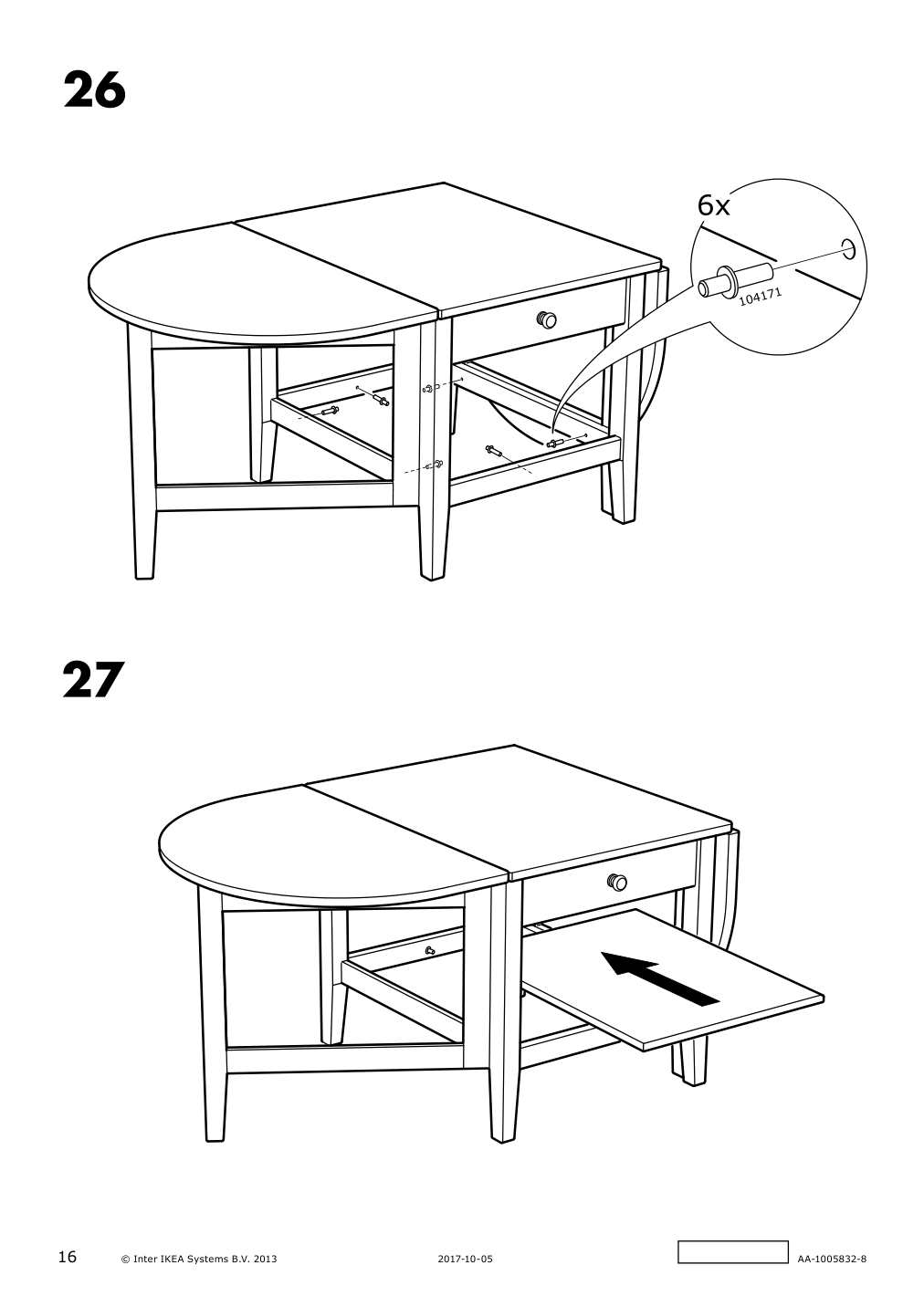 Assembly instructions for IKEA Arkelstorp coffee table black | Page 16 - IKEA ARKELSTORP coffee table 302.608.07