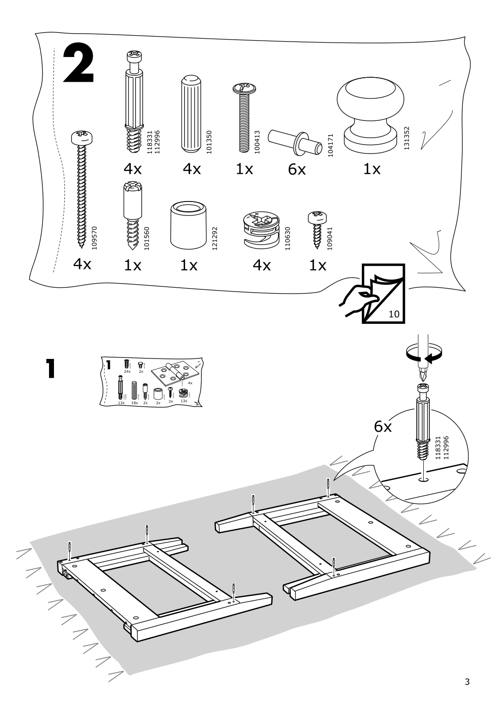 Assembly instructions for IKEA Arkelstorp coffee table black | Page 3 - IKEA ARKELSTORP coffee table 302.608.07