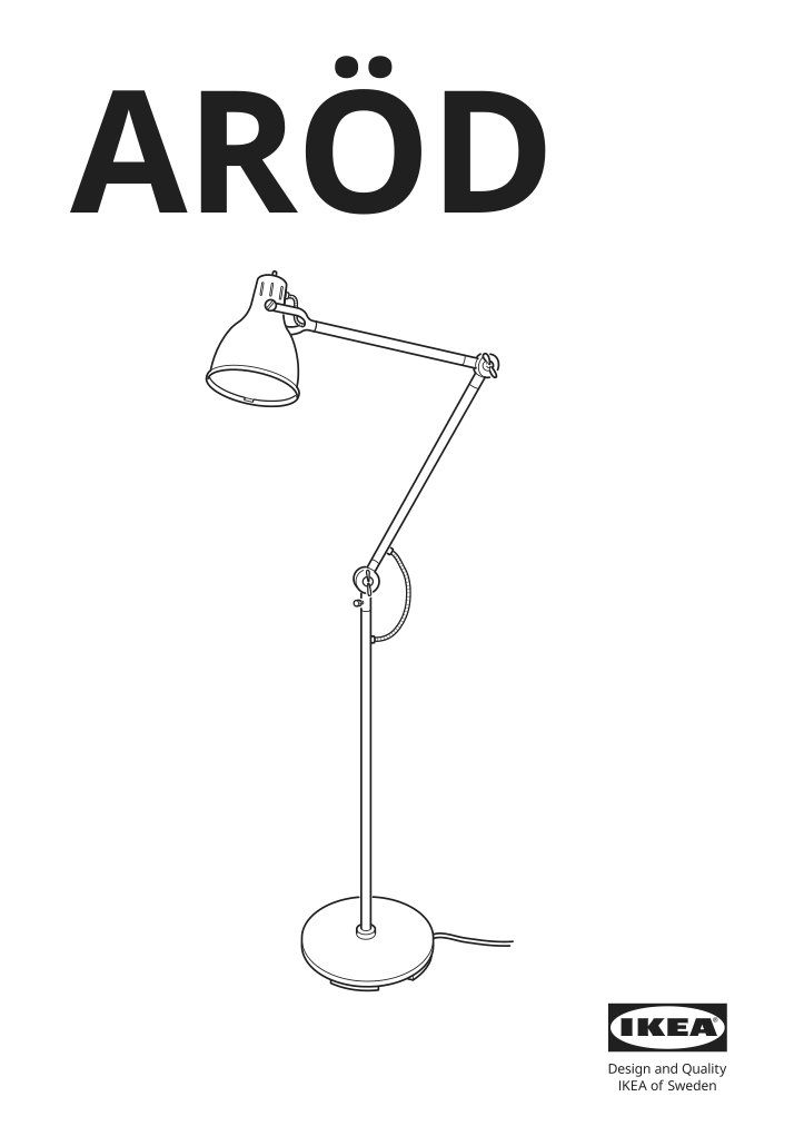 Assembly instructions for IKEA Aroed floor reading lamp turquoise | Page 1 - IKEA ARÖD floor/reading lamp 405.140.50