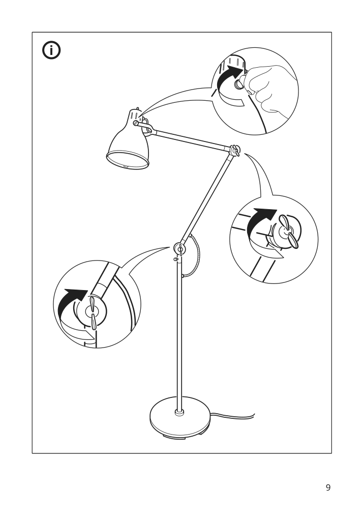 Assembly instructions for IKEA Aroed floor reading lamp turquoise | Page 9 - IKEA ARÖD floor/reading lamp 405.140.50