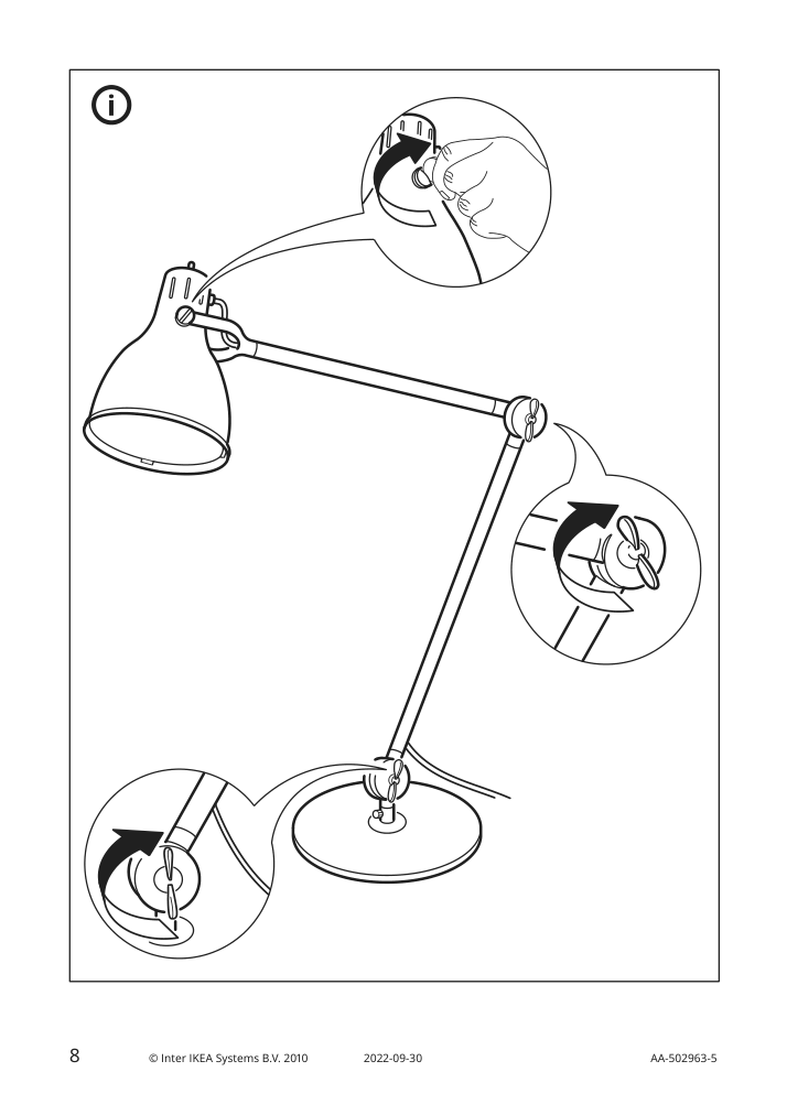 Assembly instructions for IKEA Aroed work lamp turquoise | Page 8 - IKEA ARÖD work lamp 605.215.92