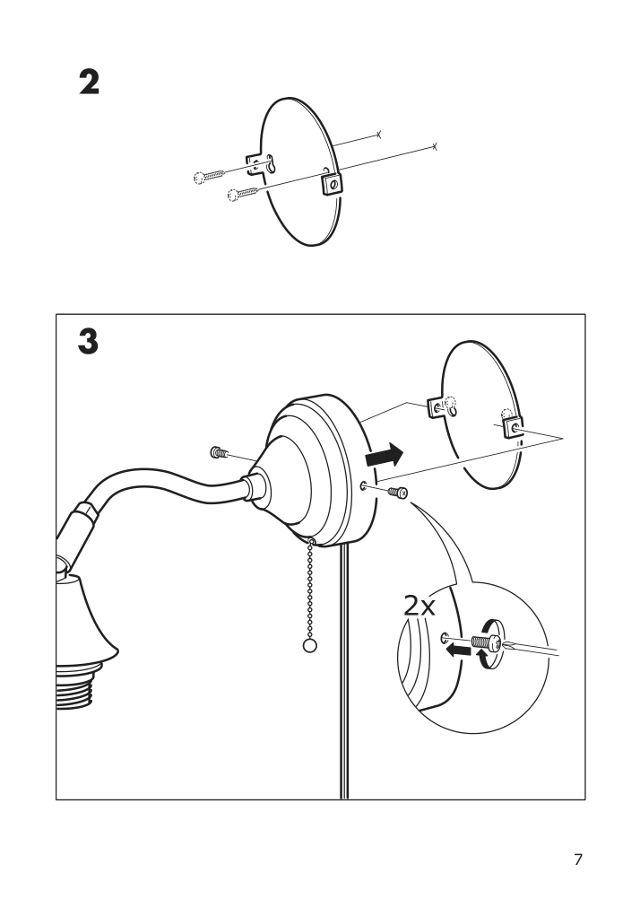 Assembly instructions for IKEA Arstid wall lamp nickel plated white | Page 7 - IKEA ÅRSTID wall lamp 601.638.76