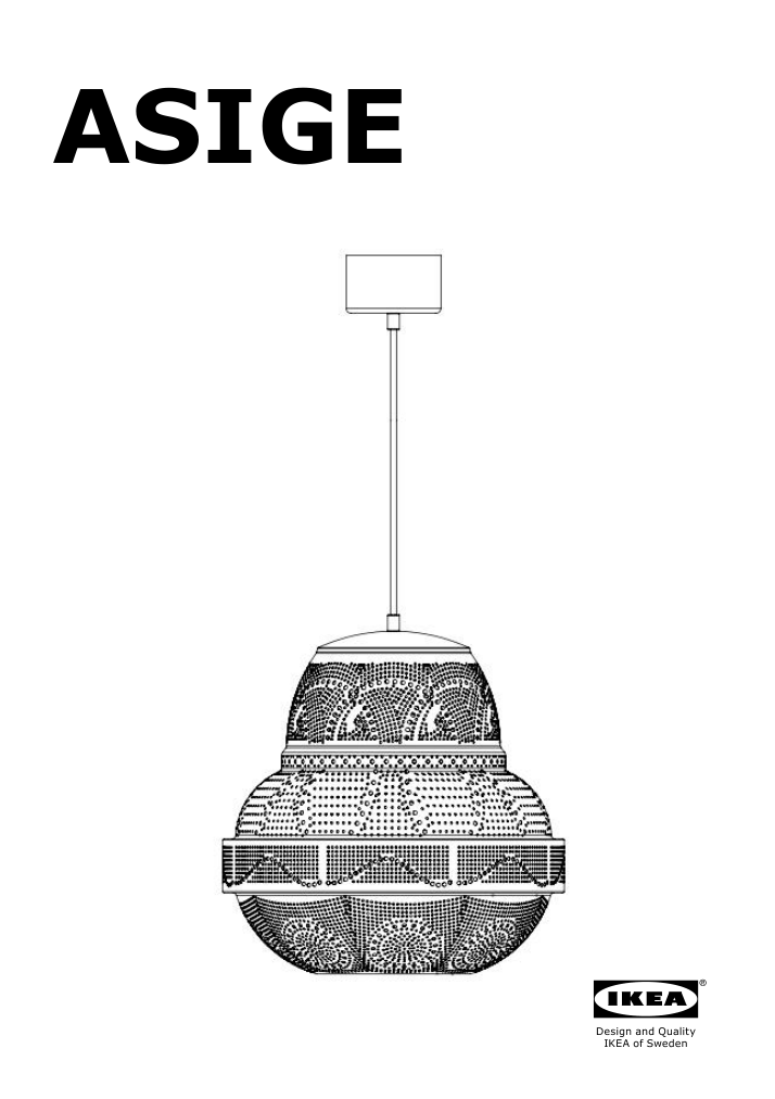 Assembly instructions for IKEA Asige pendant lamp silver color | Page 1 - IKEA ASIGE pendant lamp 405.183.31