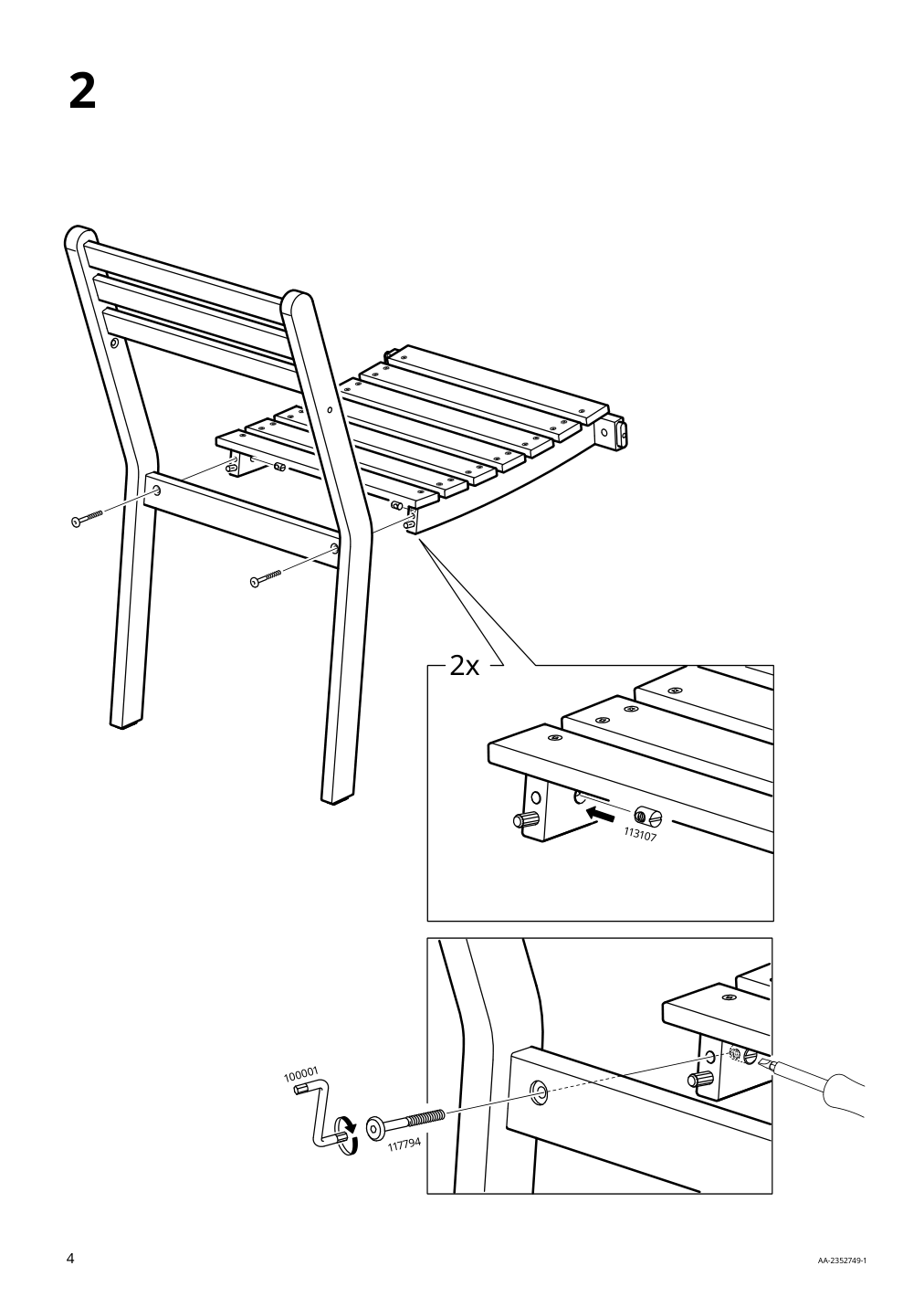 Assembly instructions for IKEA Askholmen armchair outdoor dark brown | Page 4 - IKEA ASKHOLMEN table and 4 armchairs, outdoor 095.291.10