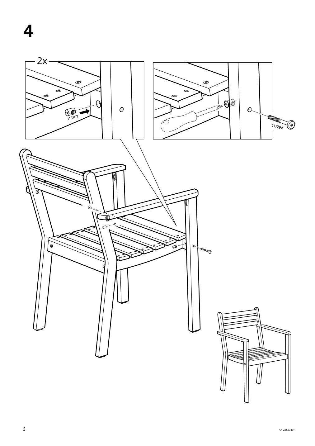 Assembly instructions for IKEA Askholmen armchair outdoor dark brown | Page 6 - IKEA ASKHOLMEN table and 4 armchairs, outdoor 095.291.10