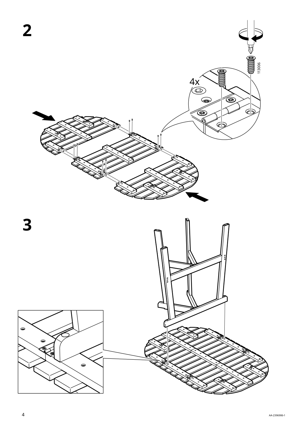 Assembly instructions for IKEA Askholmen gateleg table outdoor dark brown | Page 4 - IKEA ASKHOLMEN gateleg table+4 chairs, outdoor 495.300.41