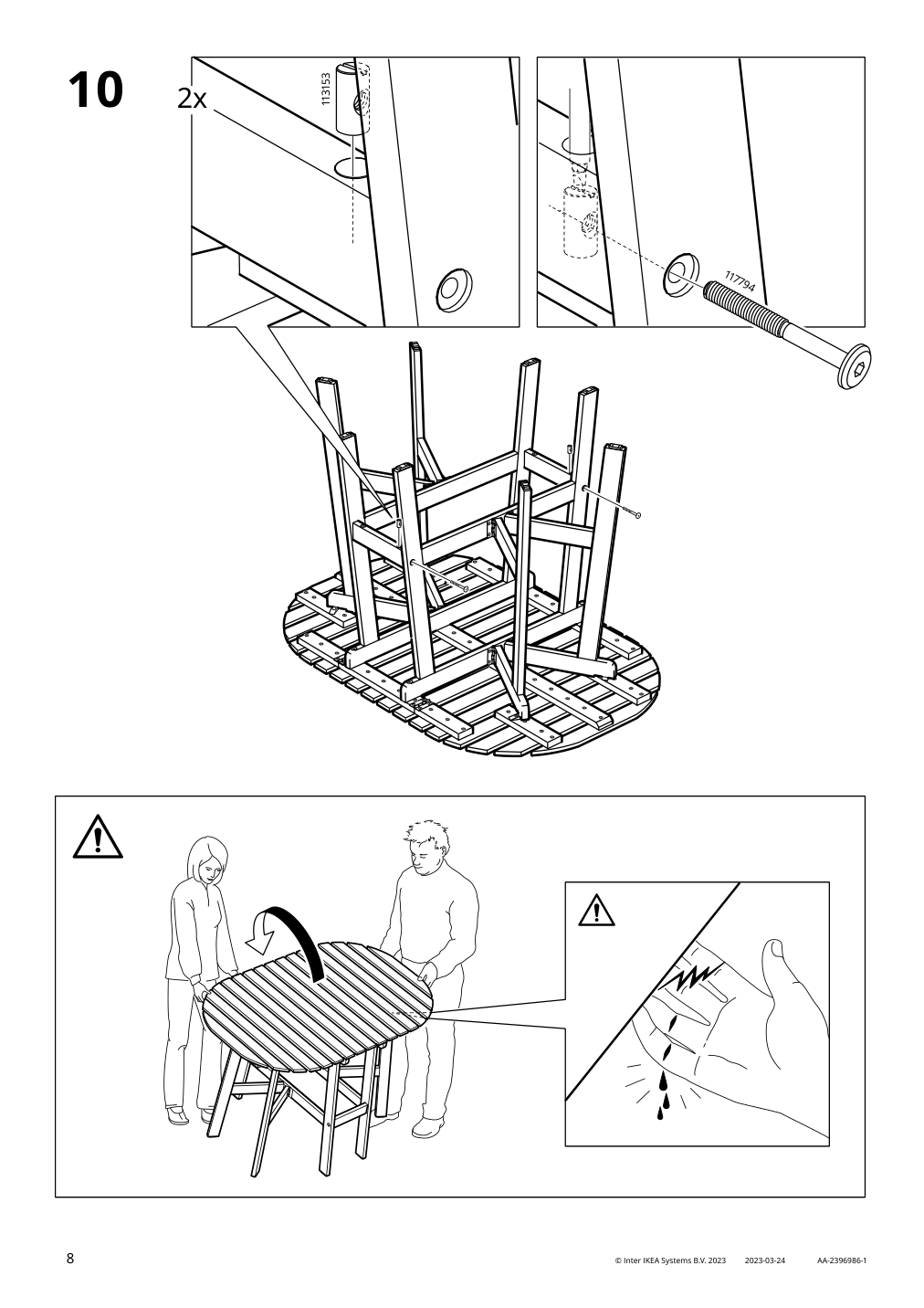 Assembly instructions for IKEA Askholmen gateleg table outdoor dark brown | Page 8 - IKEA ASKHOLMEN gateleg table+4 chairs, outdoor 495.300.41