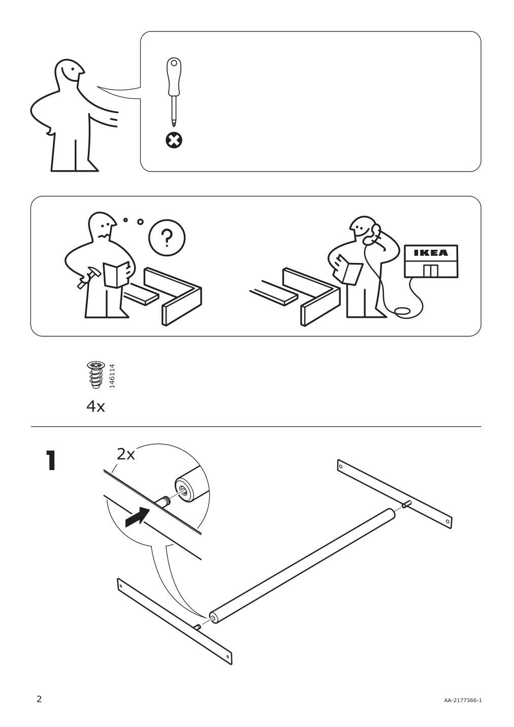 Assembly instructions for IKEA Aurdal clothes rail dark gray | Page 2 - IKEA AURDAL wardrobe combination 893.315.39