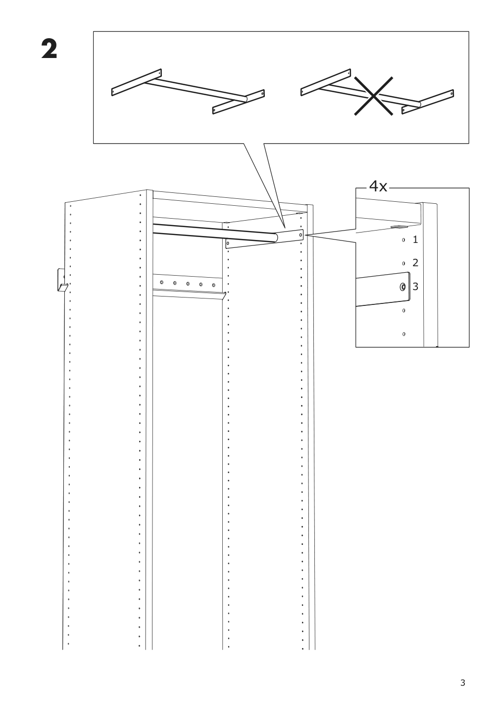 Assembly instructions for IKEA Aurdal clothes rail dark gray | Page 3 - IKEA AURDAL wardrobe combination 695.646.24