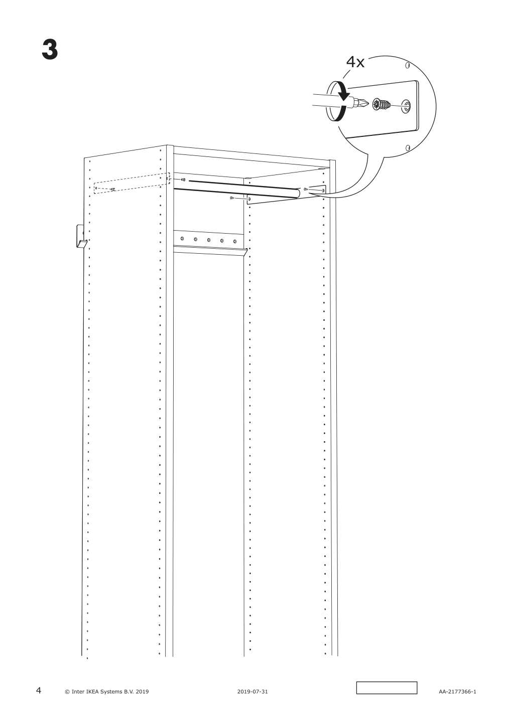 Assembly instructions for IKEA Aurdal clothes rail white | Page 4 - IKEA AURDAL wardrobe combination 593.315.26