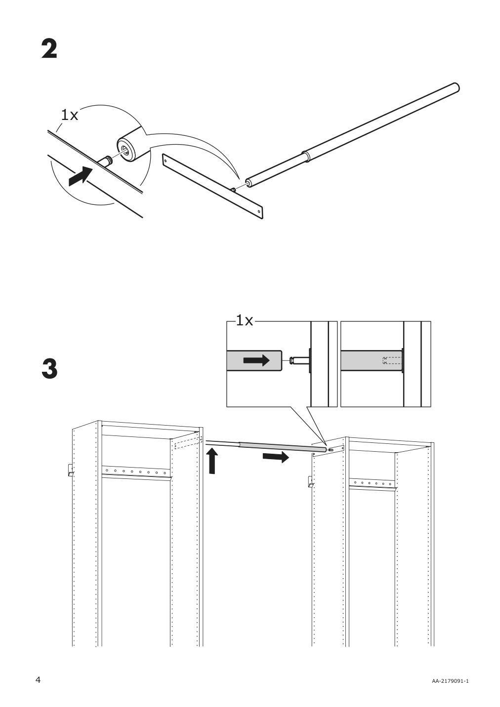 Assembly instructions for IKEA Aurdal extendable clothes rail white | Page 4 - IKEA SKYTTA / AURDAL walk-in wardrobe with sliding doors 595.525.65