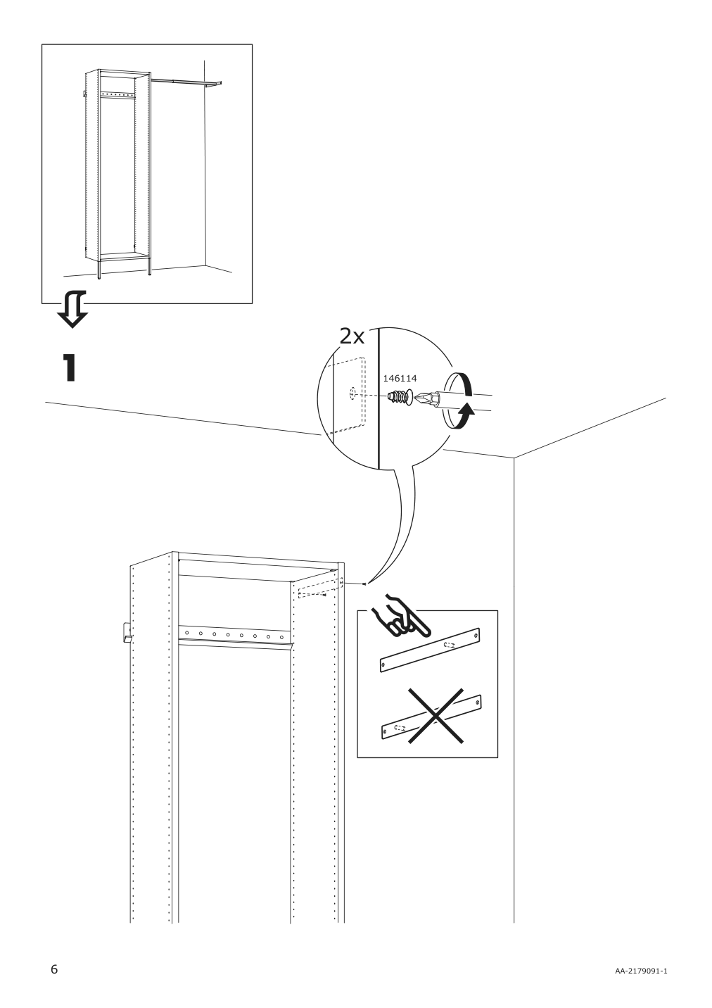 Assembly instructions for IKEA Aurdal extendable clothes rail white | Page 6 - IKEA AURDAL wardrobe combination 893.315.20