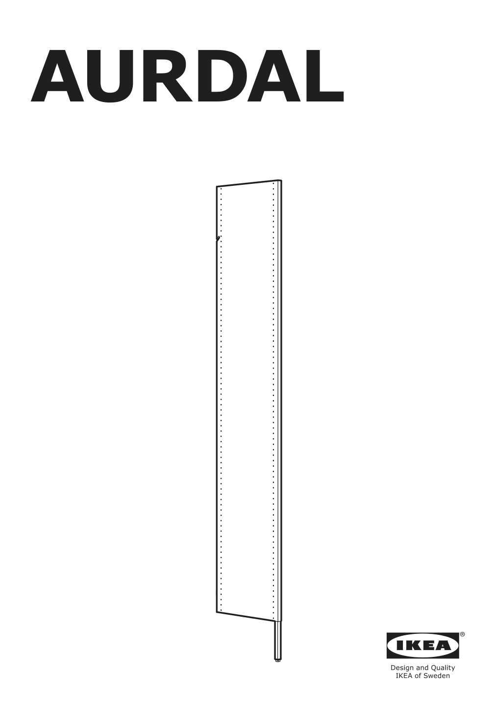 Assembly instructions for IKEA Aurdal side panel with leg dark gray | Page 1 - IKEA SKYTTA / AURDAL reach-in wardrobe with sliding door 695.525.36