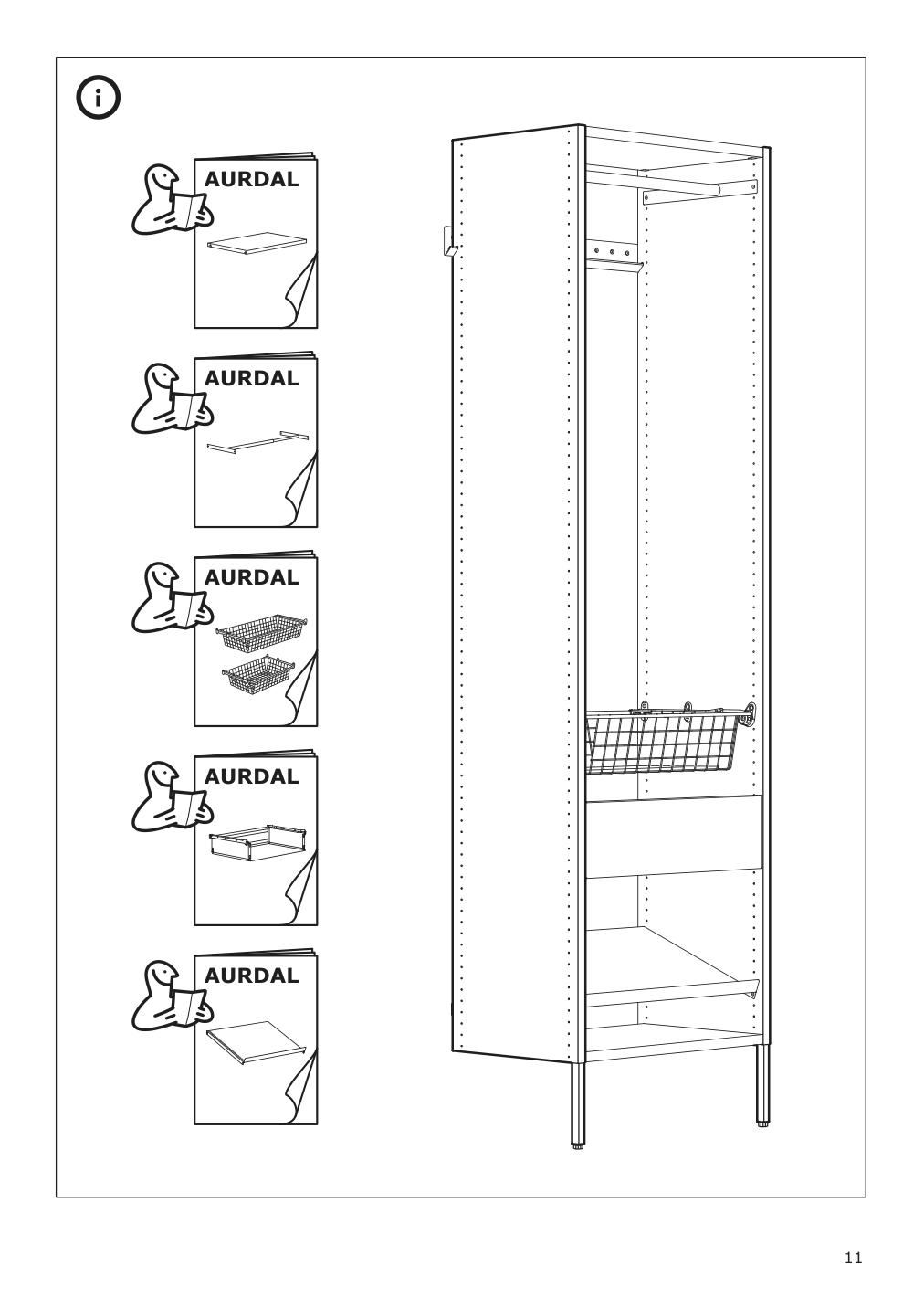 Assembly instructions for IKEA Aurdal side panel with leg white | Page 11 - IKEA AURDAL wardrobe combination 993.315.29