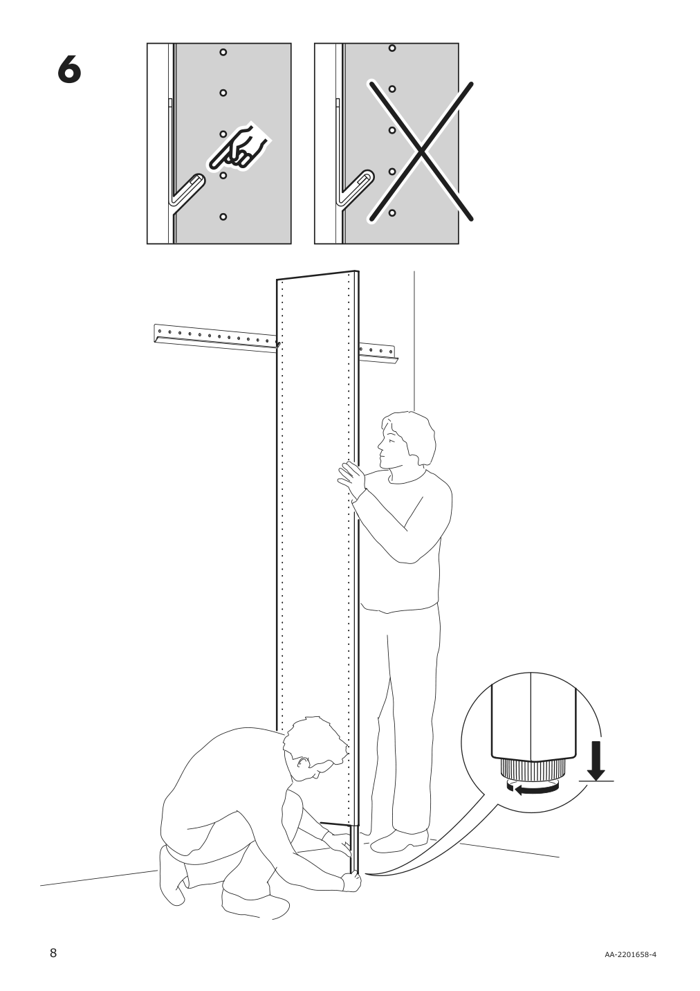 Assembly instructions for IKEA Aurdal side panel with leg dark gray | Page 8 - IKEA AURDAL wardrobe combination 893.315.39