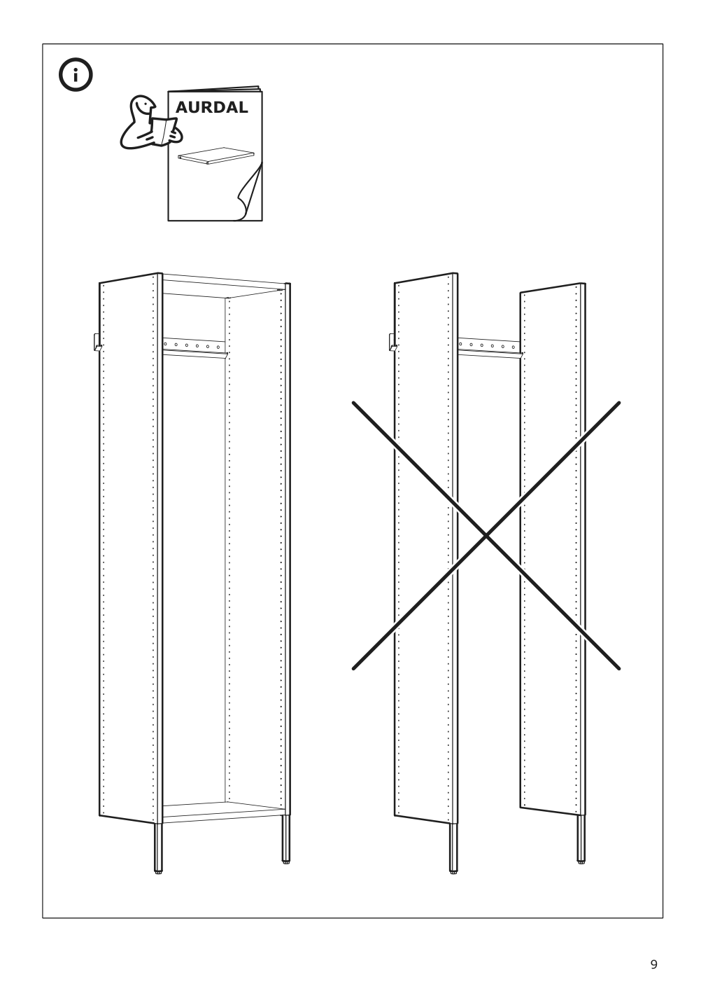 Assembly instructions for IKEA Aurdal side panel with leg white | Page 9 - IKEA AURDAL wardrobe combination 795.646.47