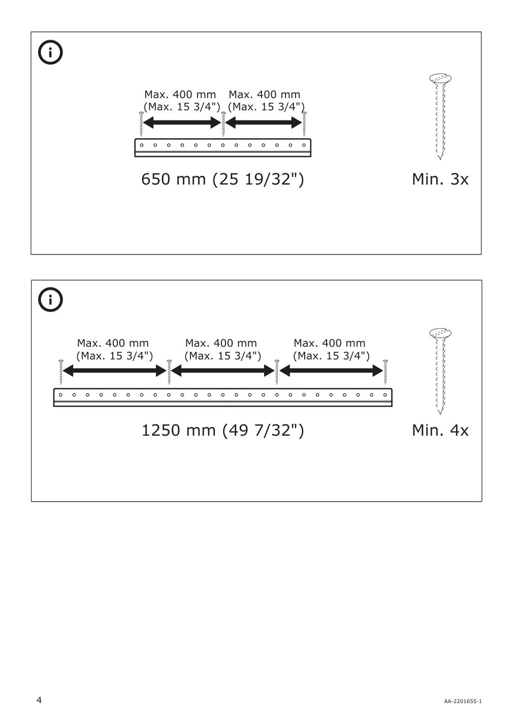 Assembly instructions for IKEA Aurdal suspension rail dark gray | Page 4 - IKEA AURDAL wardrobe combination 993.315.34