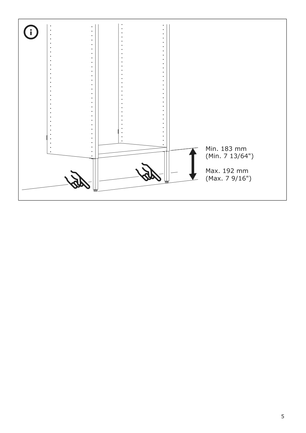 Assembly instructions for IKEA Aurdal suspension rail white | Page 5 - IKEA SKYTTA / AURDAL walk-in wardrobe with sliding doors 595.525.65