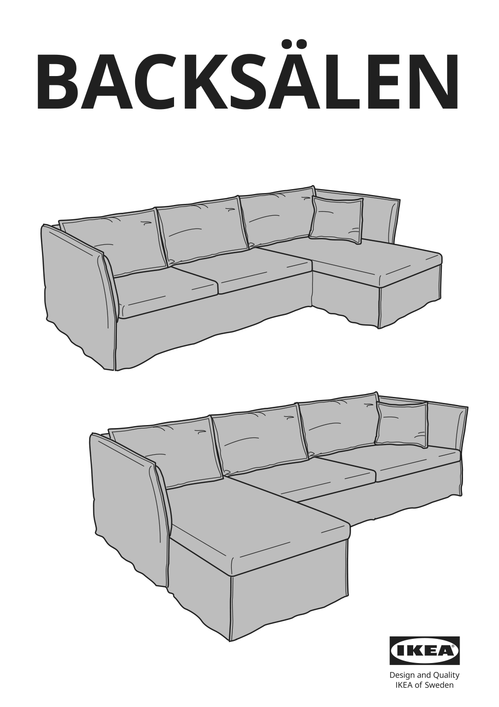 Assembly instructions for IKEA Backsaelen frame 3 seat sofa w chaise | Page 1 - IKEA BACKSÄLEN sofa with chaise 093.931.83