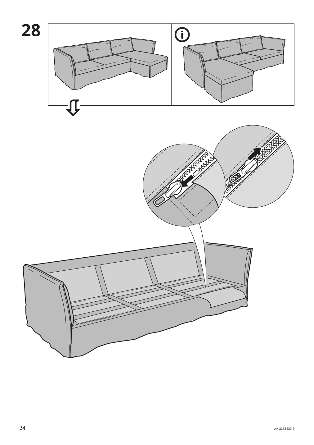 Assembly instructions for IKEA Backsaelen frame 3 seat sofa w chaise | Page 34 - IKEA BACKSÄLEN sofa with chaise 093.931.83