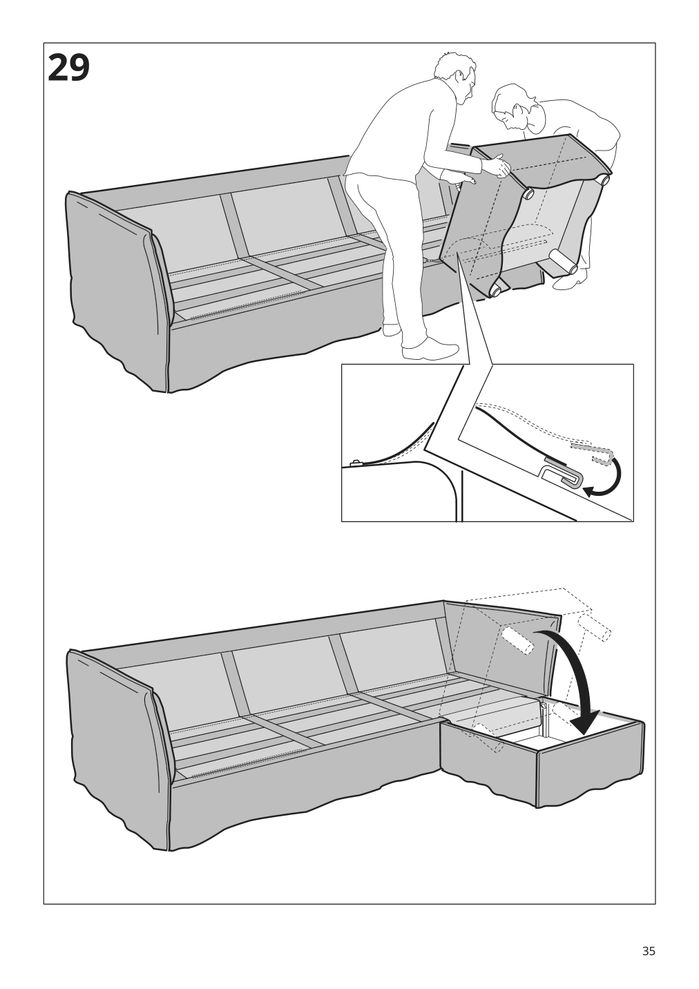 Assembly instructions for IKEA Backsaelen frame 3 seat sofa w chaise | Page 35 - IKEA BACKSÄLEN sofa with chaise 193.931.87