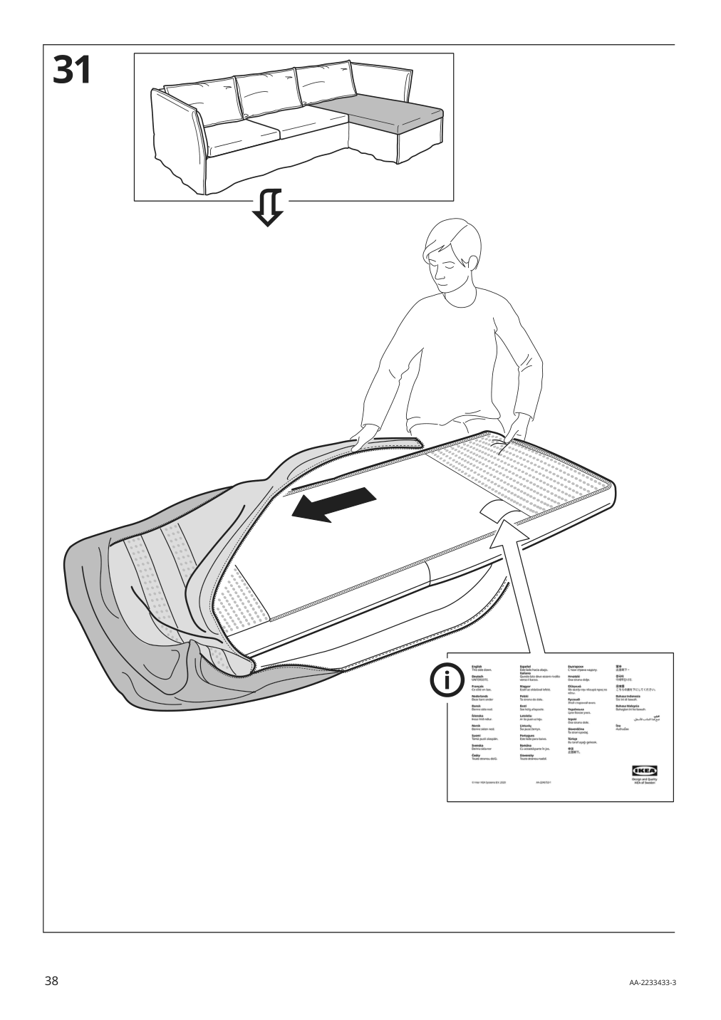 Assembly instructions for IKEA Backsaelen frame 3 seat sofa w chaise | Page 38 - IKEA BACKSÄLEN sofa with chaise 193.931.92