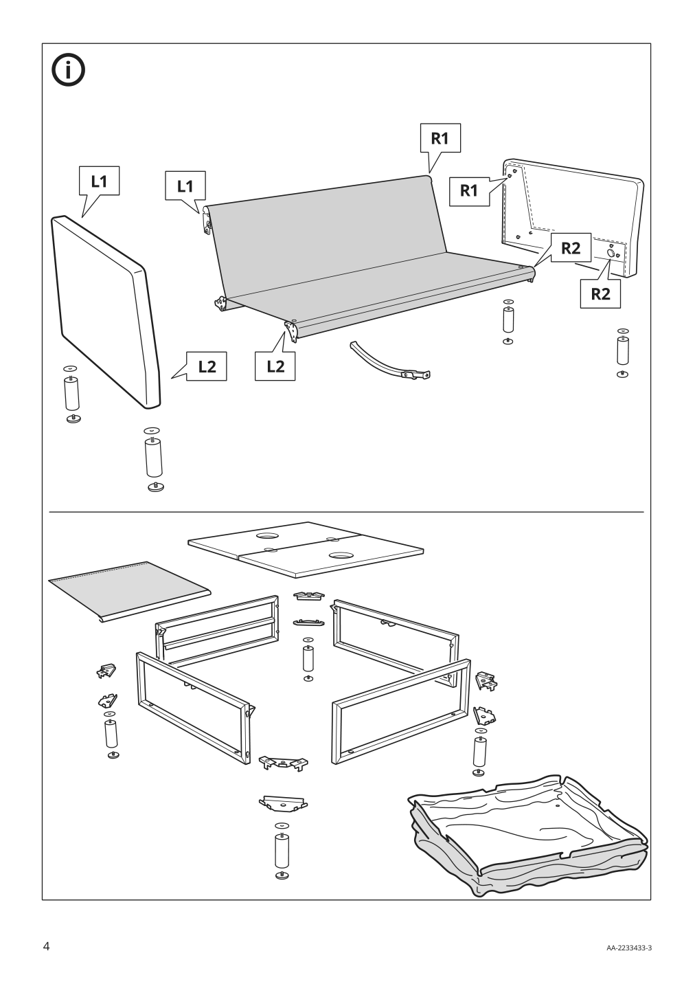 Assembly instructions for IKEA Backsaelen frame 3 seat sofa w chaise | Page 4 - IKEA BACKSÄLEN sofa with chaise 193.931.92