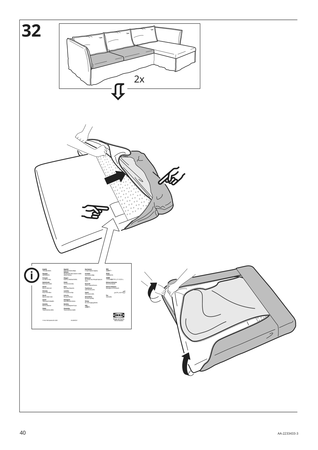 Assembly instructions for IKEA Backsaelen frame 3 seat sofa w chaise | Page 40 - IKEA BACKSÄLEN sofa with chaise 193.931.87