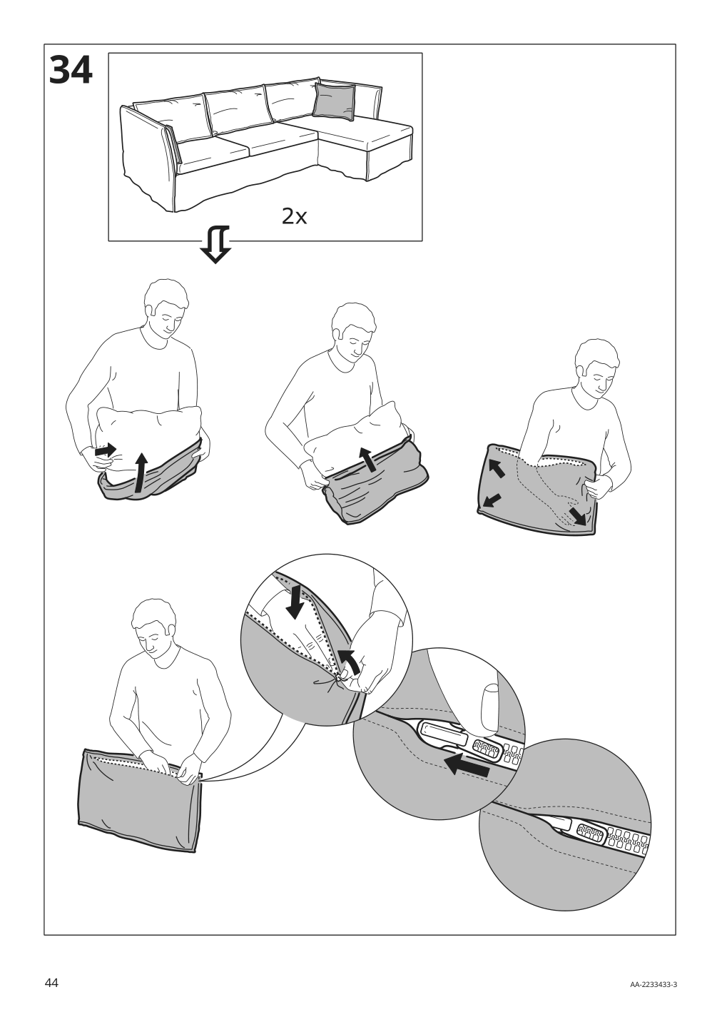 Assembly instructions for IKEA Backsaelen frame 3 seat sofa w chaise | Page 44 - IKEA BACKSÄLEN sofa with chaise 193.931.92