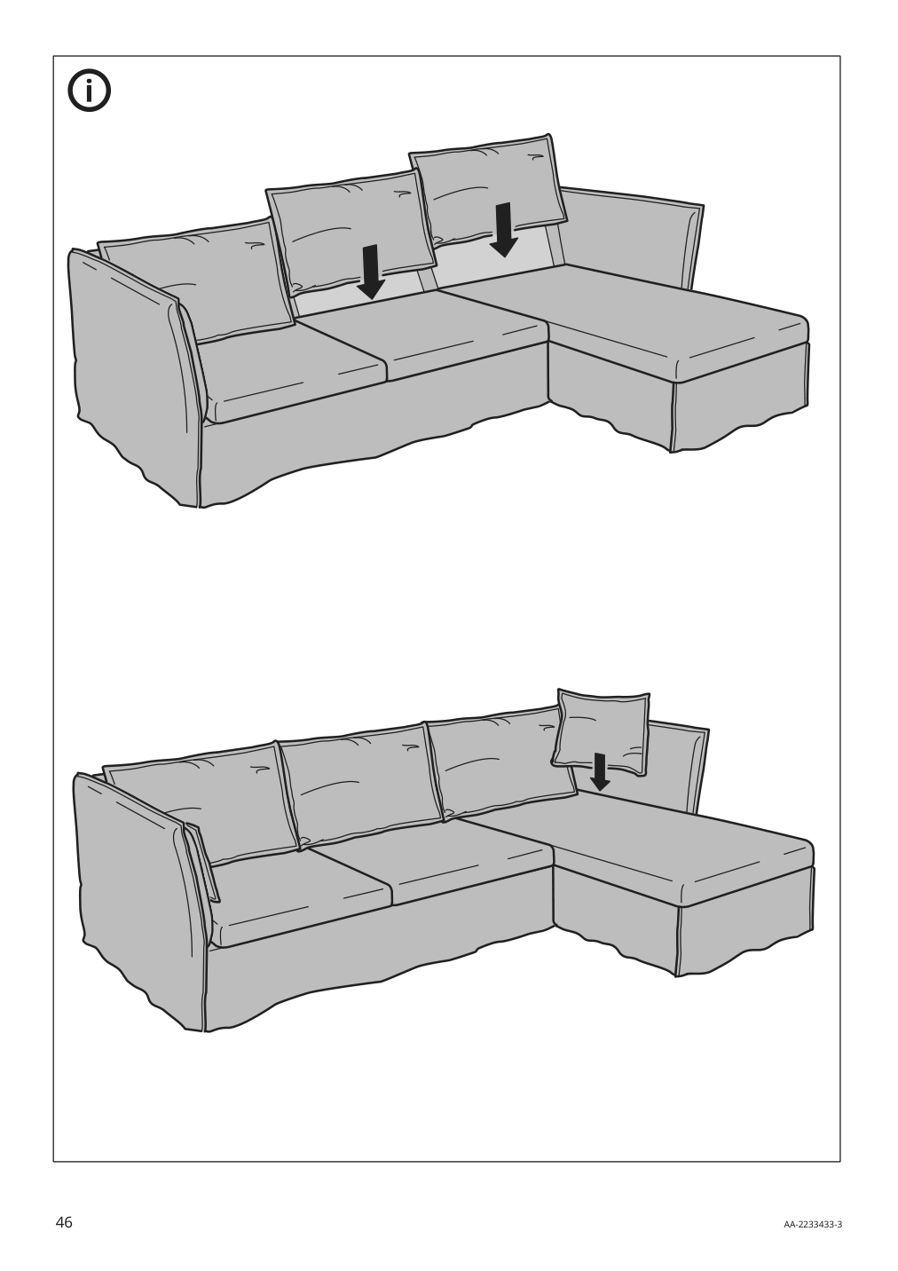 Assembly instructions for IKEA Backsaelen frame 3 seat sofa w chaise | Page 46 - IKEA BACKSÄLEN sofa with chaise 193.931.92