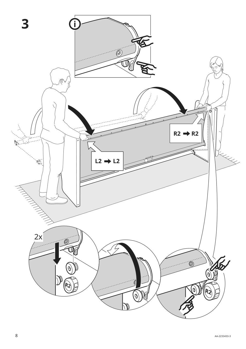 Assembly instructions for IKEA Backsaelen frame 3 seat sofa w chaise | Page 8 - IKEA BACKSÄLEN sofa with chaise 193.931.92