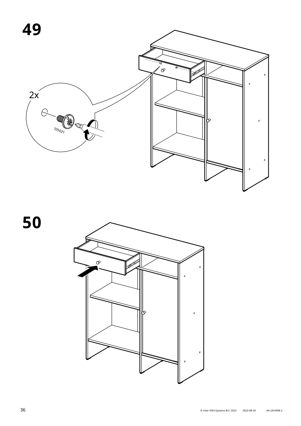 Assembly instructions for IKEA Baggebo sideboard white | Page 36 - IKEA BAGGEBO sideboard 405.536.16