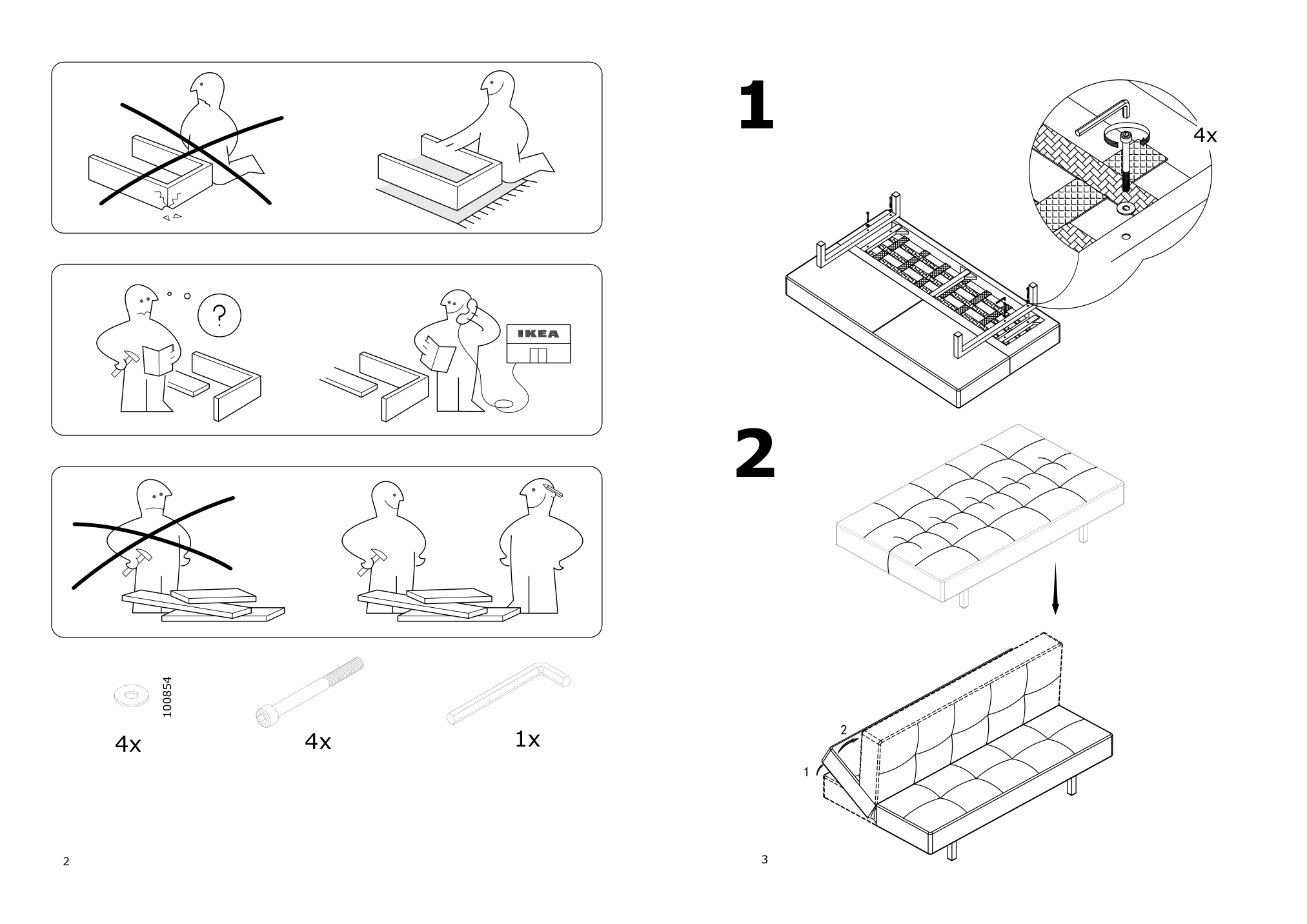 Assembly instructions for IKEA Balkarp sleeper sofa vissle gray | Page 2 - IKEA BALKARP sleeper sofa 502.996.15