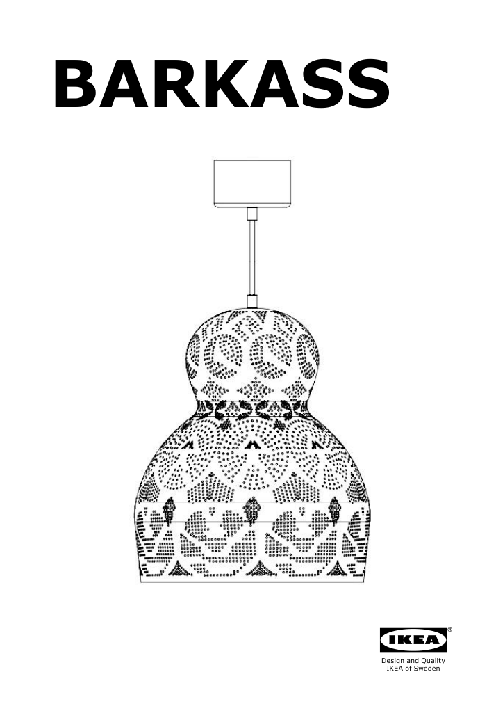 Assembly instructions for IKEA Barkass pendant lamp gray | Page 1 - IKEA BARKASS pendant lamp 205.183.32