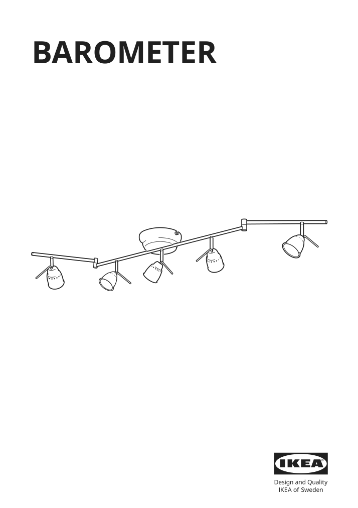 Assembly instructions for IKEA Barometer ceiling track 5 spots brass color | Page 1 - IKEA BAROMETER ceiling track, 5-spots 603.646.34