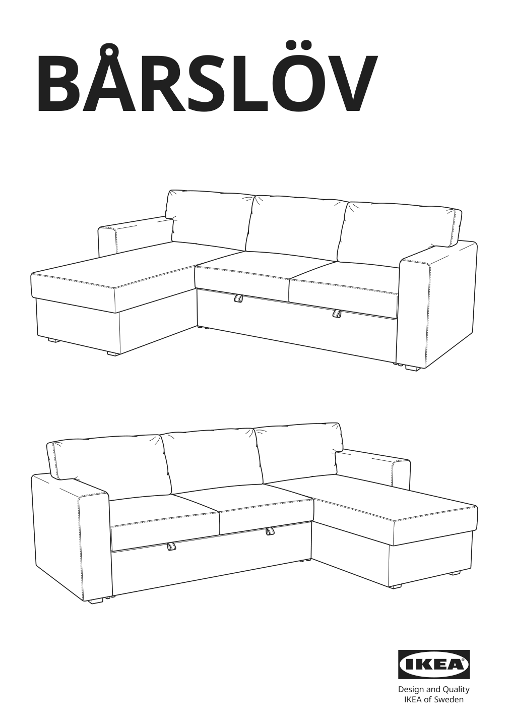 Assembly instructions for IKEA Barsloev 3 seat sleeper sofa with chaise tibbleby beige gray | Page 1 - IKEA BÅRSLÖV 3-seat sleeper sofa with chaise 805.415.94