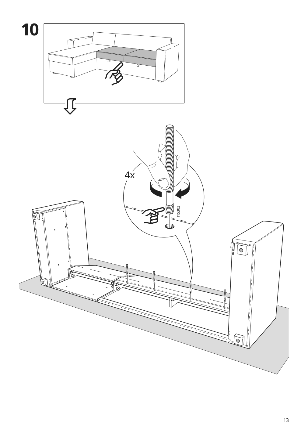 Assembly instructions for IKEA Barsloev 3 seat sleeper sofa with chaise tibbleby beige gray | Page 13 - IKEA BÅRSLÖV 3-seat sleeper sofa with chaise 805.415.94