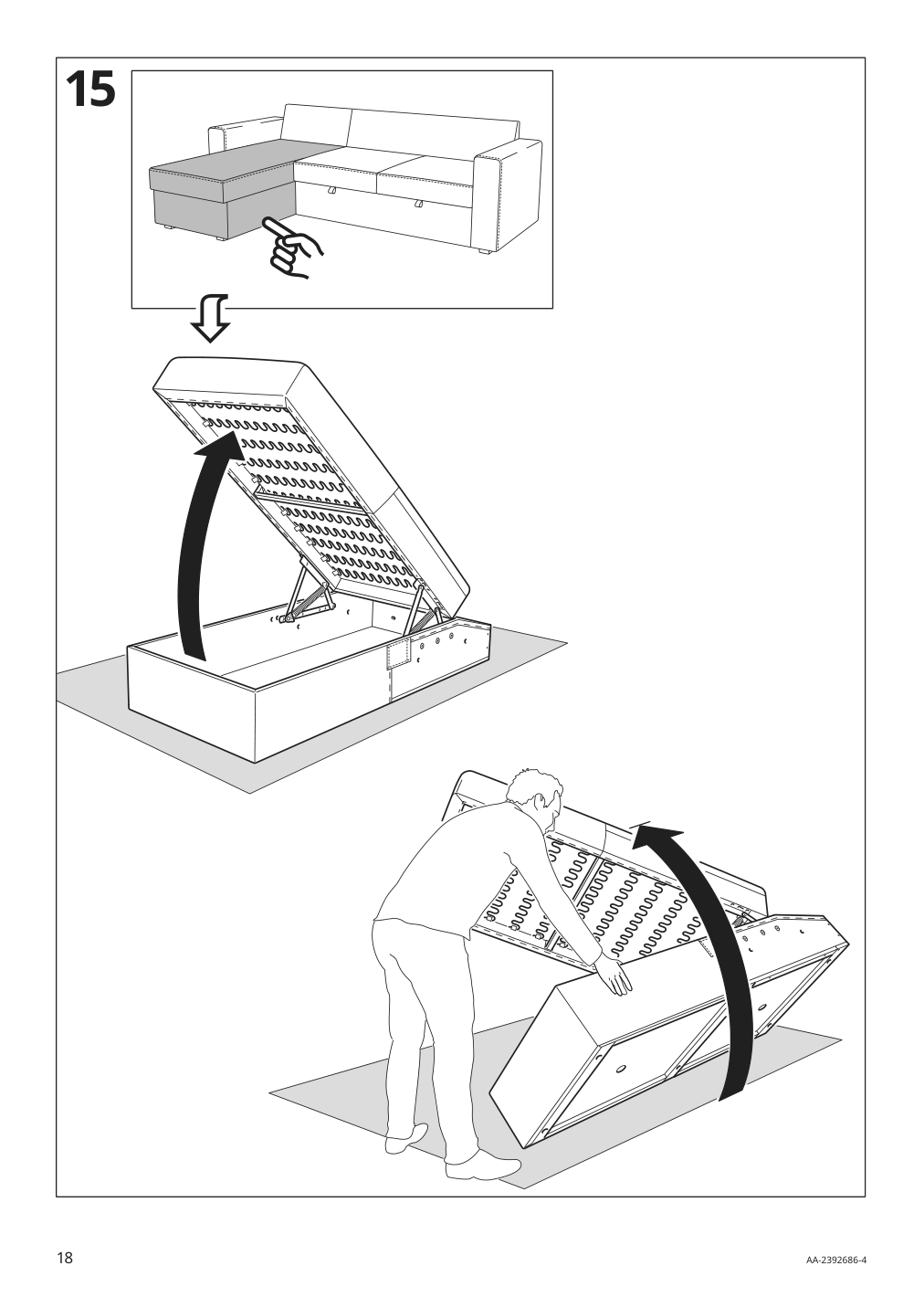 Assembly instructions for IKEA Barsloev 3 seat sleeper sofa with chaise tibbleby beige gray | Page 18 - IKEA BÅRSLÖV 3-seat sleeper sofa with chaise 805.415.94