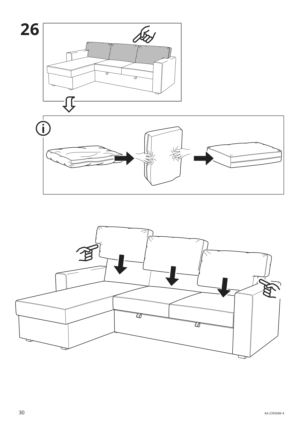 Assembly instructions for IKEA Barsloev 3 seat sleeper sofa with chaise tibbleby beige gray | Page 30 - IKEA BÅRSLÖV 3-seat sleeper sofa with chaise 805.415.94