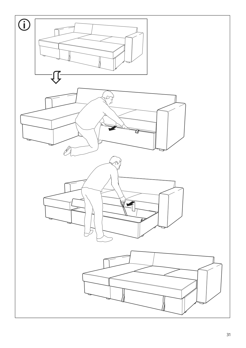 Assembly instructions for IKEA Barsloev 3 seat sleeper sofa with chaise tibbleby beige gray | Page 31 - IKEA BÅRSLÖV 3-seat sleeper sofa with chaise 805.415.94