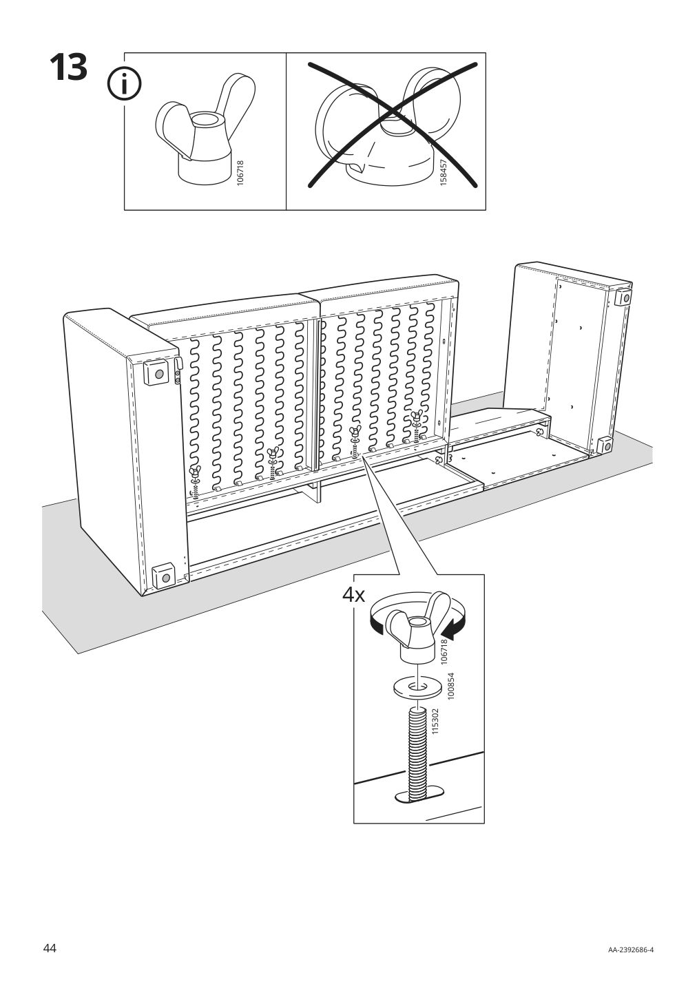 Assembly instructions for IKEA Barsloev 3 seat sleeper sofa with chaise tibbleby beige gray | Page 44 - IKEA BÅRSLÖV 3-seat sleeper sofa with chaise 805.415.94