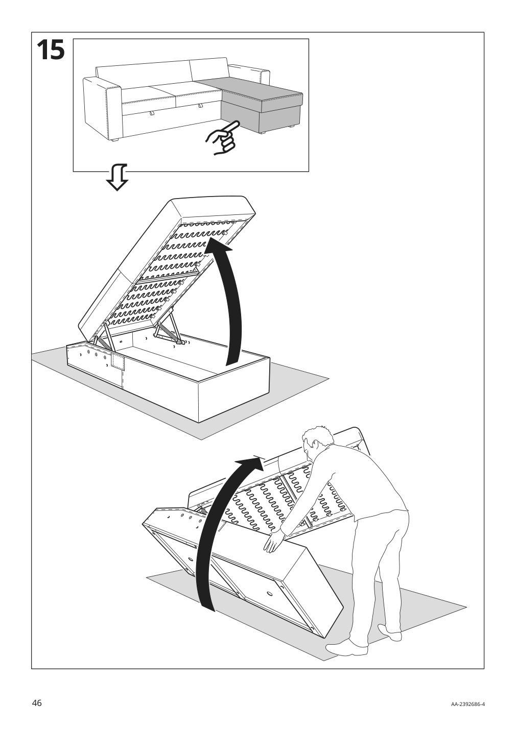 Assembly instructions for IKEA Barsloev 3 seat sleeper sofa with chaise tibbleby beige gray | Page 46 - IKEA BÅRSLÖV 3-seat sleeper sofa with chaise 805.415.94