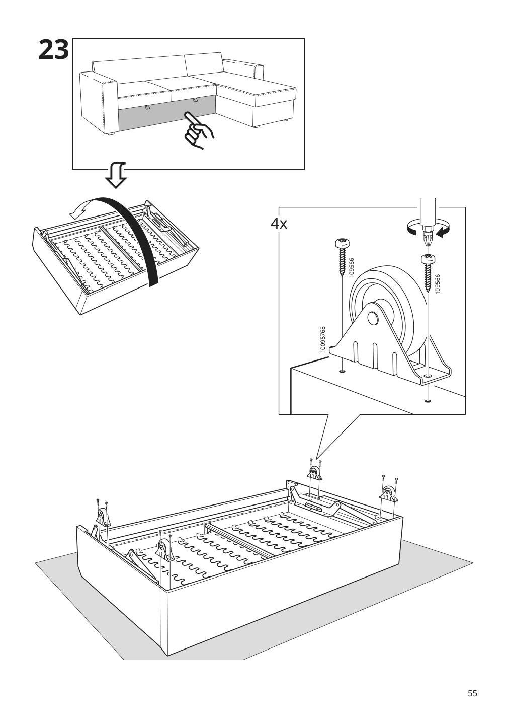 Assembly instructions for IKEA Barsloev 3 seat sleeper sofa with chaise tibbleby beige gray | Page 55 - IKEA BÅRSLÖV 3-seat sleeper sofa with chaise 805.415.94