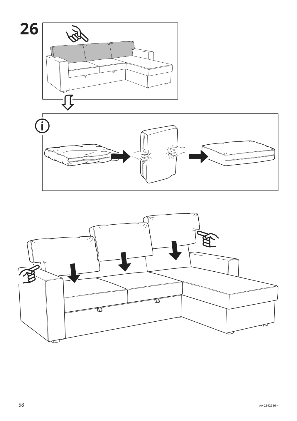 Assembly instructions for IKEA Barsloev 3 seat sleeper sofa with chaise tibbleby beige gray | Page 58 - IKEA BÅRSLÖV 3-seat sleeper sofa with chaise 805.415.94