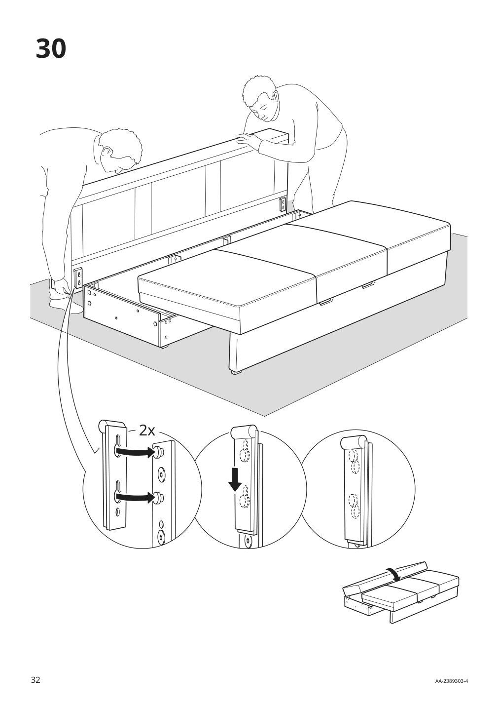 Assembly instructions for IKEA Barsloev sleeper sofa tibbleby beige gray | Page 32 - IKEA BÅRSLÖV sleeper sofa 805.415.89